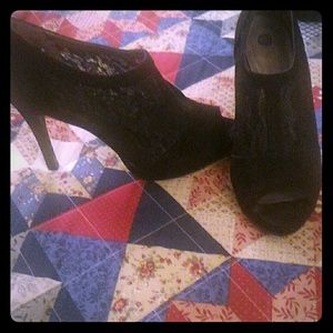 Black lace heels
